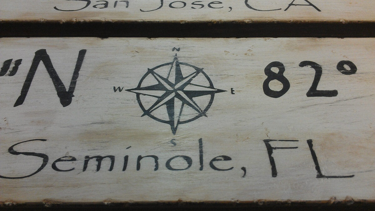 custom nautical coordinates wood sign