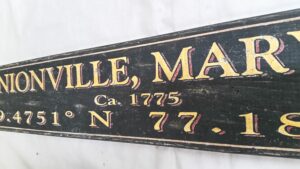 Unionville MD coordinate sign close-up