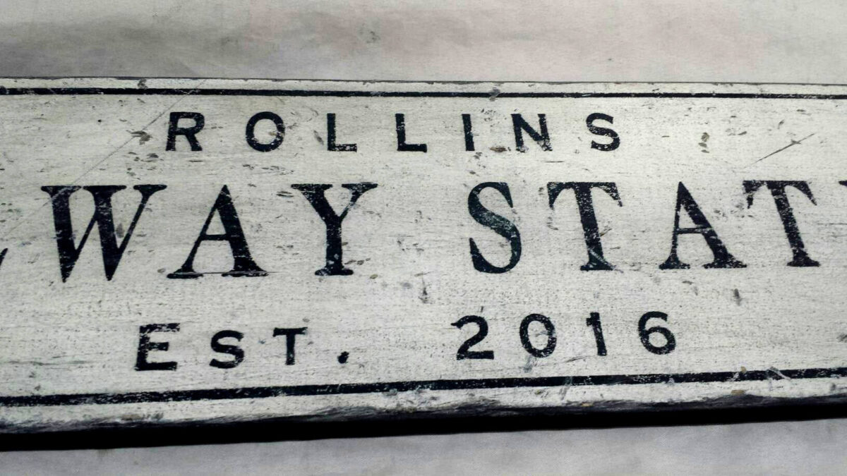 Rollins Train Station Sign example Closeup