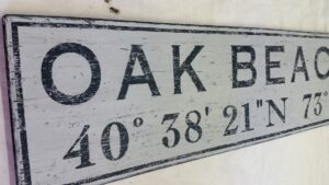 Oak Beach Coordinate sign example close-up