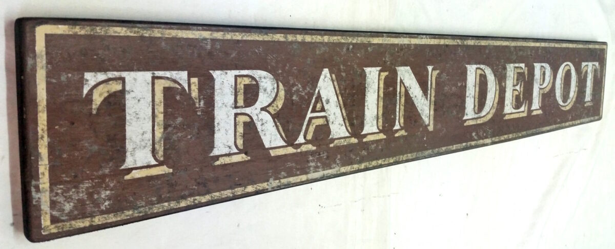 Train Depot Sign Close-up photo