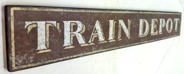 Train Depot Sign Close-up photo