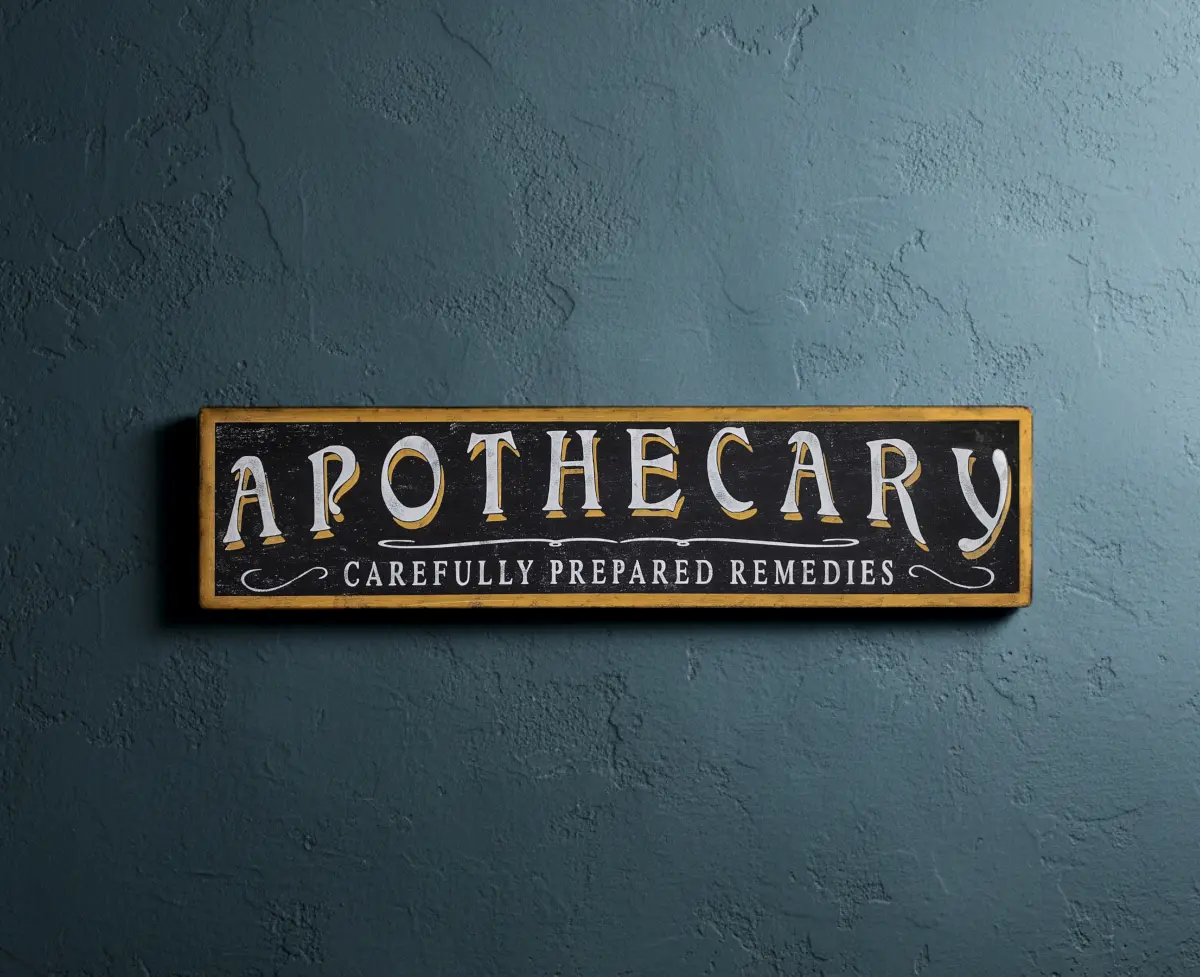 Apothecary Sign Antique Style Remedies