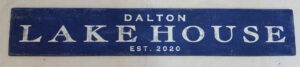 Dalton Lake House Sign with navy background