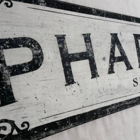 Pharmacy Wood Sign Closeup