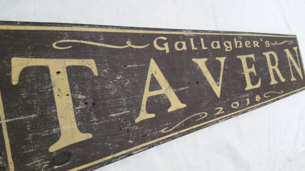 Tavern Wood Sign Close up