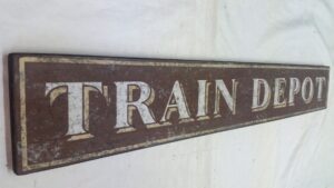Train Depot Sign in Brown