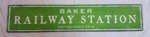 Baker Railway Train Sign photo in Kelly green
