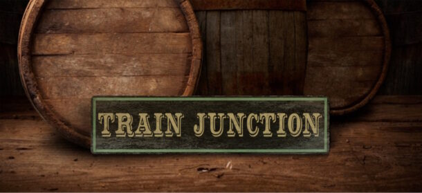 Image of Rustic Train Junction sign.