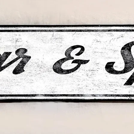 Vintage style sign with a crisp white background and elegant black cursive lettering, perfect for a kitchen decor.